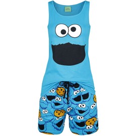 Sesame Street Cookie Monster Face Women's Pyjamas Blue 3XL, blue