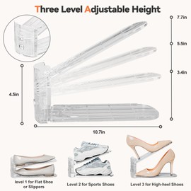 Neprock Shoe Slots Organizer for Closet, 20 Pack Acrylic Shoe Stackers Shoe Rack Holder, 3 Levels Adjustable Thickening Shoe Display Shoe Storage 50% Space Saving Zapateras Organizer (Clear,20 Pack)