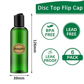 Apstaqeoo 6PC 100ML Plastic Bottles with Disc Top Flip Cap Empty Squeeze Bottle Refillable Travel Container Dispenser with 1 Funnel & 6 Label TSA Approved for Liquid Lotion Toiletries Cosmetic（Green）