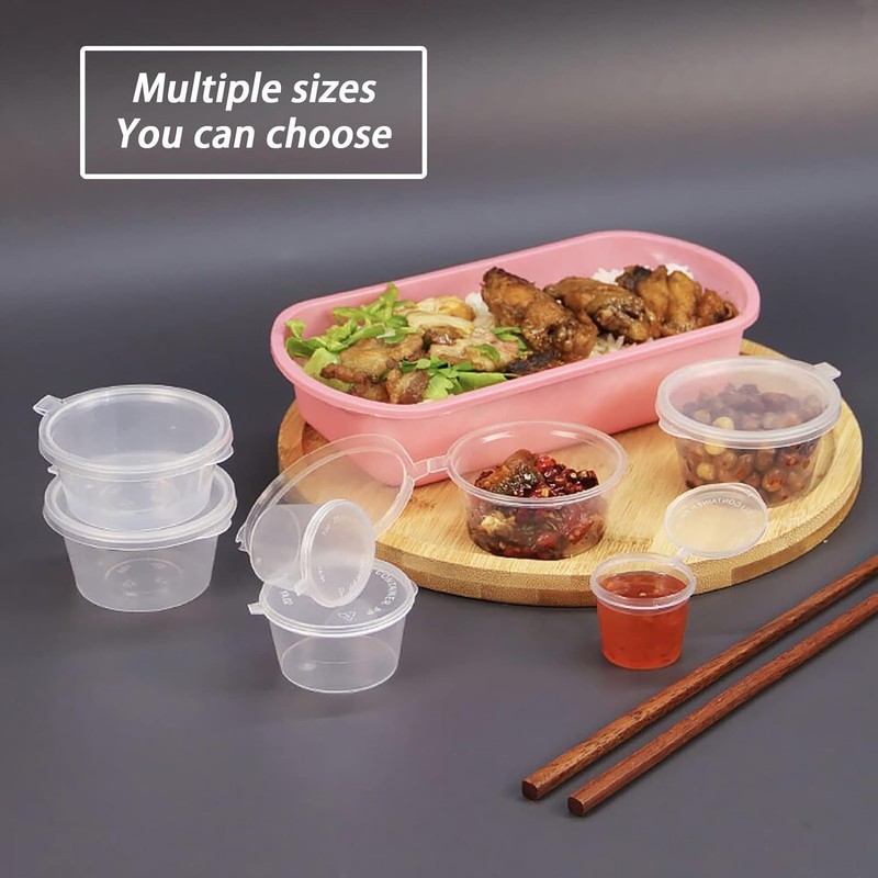 [100 PACK - 1.5 oz] Leak Proof Plastic Condiment Souffle