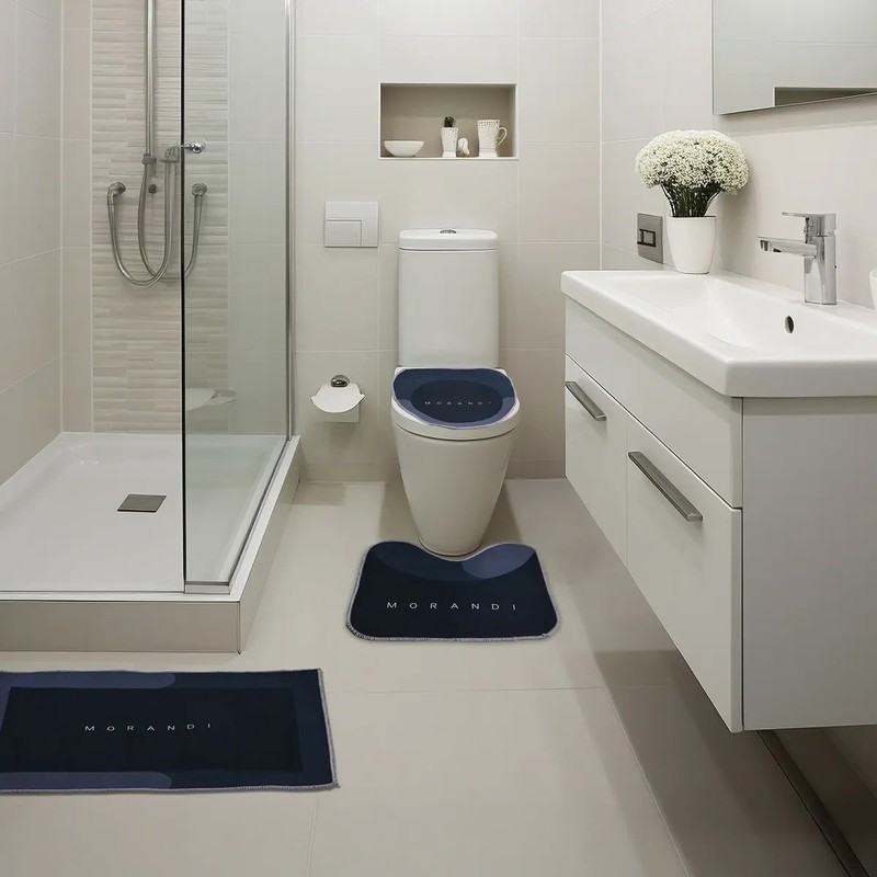 3pz Tapete Baño Ultra Suave Alfombra Antidesliz Absorbente