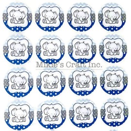Mikie's Craft Inc. Baby Shower Stickers, It's a Boy/Girl, Welcome Baby Girl/Boy; Gender Neutral Shower Stickers- Variety of Colors: 48 ct Stickers (Baby Blue Elephant)