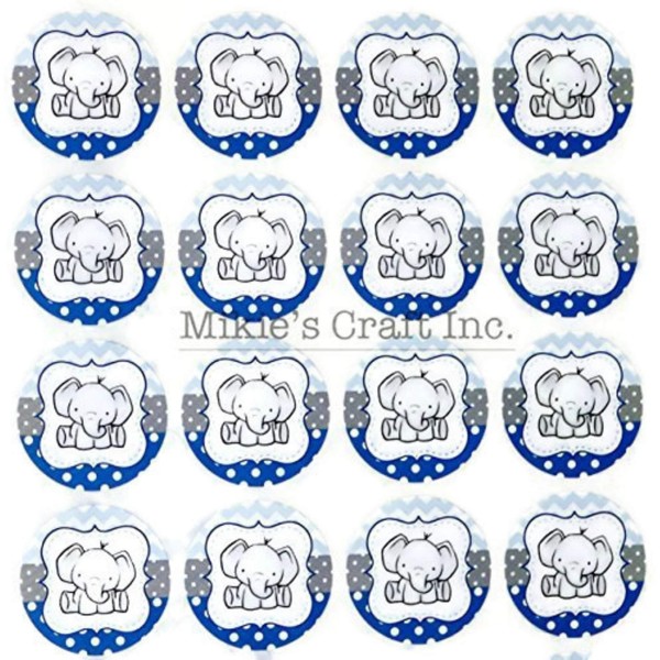 Mikie's Craft Inc. Baby Shower Stickers, It's a Boy/Girl, Welcome Baby Girl/Boy; Gender Neutral Shower Stickers- Variety of Colors: 48 ct Stickers (Baby Blue Elephant)