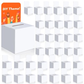 36 Pcs Ballot Boxes Suggestion Boxes Donation Box for Fundraising, Cardboard Raffle Box with Slot and Removable Header for Collecting Business Card Voting Contest (White)