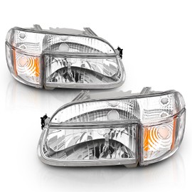 AmeriLite Chrome Replacement Headlights Lamp w/Corner Parking Turn Signal Set For 1995-2001 Ford Explorer - Passenger and Driver Side