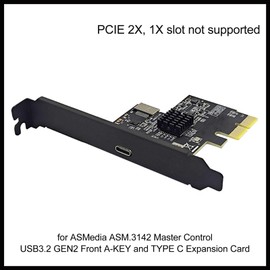 USB 3.2 GEN2 Expansion Card, 10Gbps Type C and Type E Front Interfaces for ASMedia ASM3142 Chip, PCIE 2X, for 7/10/11, for