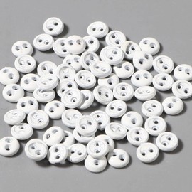 50Pcs White Mini Round Tiny Buttons Sewing Doll Clothes Making Button,2 Holes Resin Buttons for DIY Crafts, Scrapbooking, Sewing Fasteners Sewing Notions and Supplies (3mm)