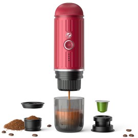 BENFUCHEN Portable Espresso Machine For Travel, USB-C Charging, Self-Heating Electric Espresso Maker, 19 Bar Mini Coffee Maker On the Go For Camping & Hiking For Ground Coffee & NESPRESSOpods, Red