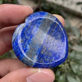 Ladeukoi Crystal Thumb Worry Stone, Healing Crystal Bag Stone for Anxiety, Stress, Relief, Meditation Hand Carved, 40 mm, Lapis Lazuli
