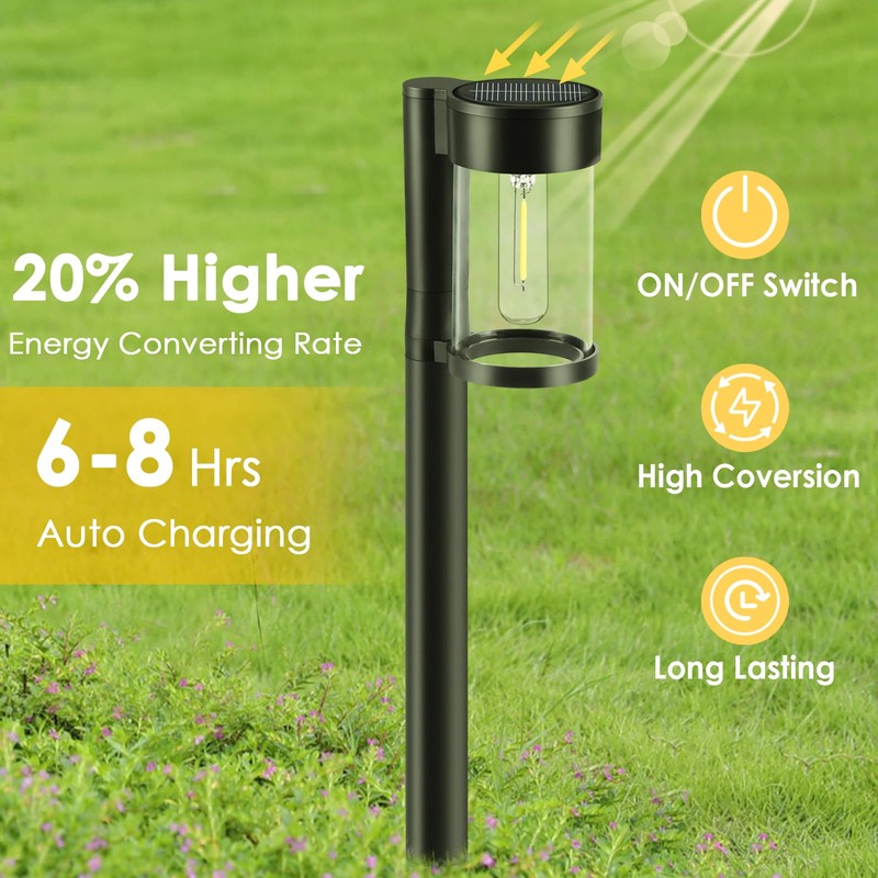 Mancra Solar Pathway Lights Outdoor, 10 Pack Metal & Glass
