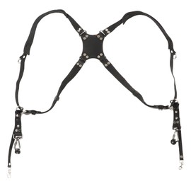 Camera Harness Strap Leather Double Shoulder Camera Strap Harness Accessories for Digital Camera SLR Camera X Type, Black