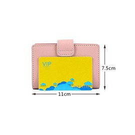Soft Leather Credit Card Holder Wallet Mini Portable Credit Card Hoder Multi-Compartment Business Card Case Purse with Button (Blue)