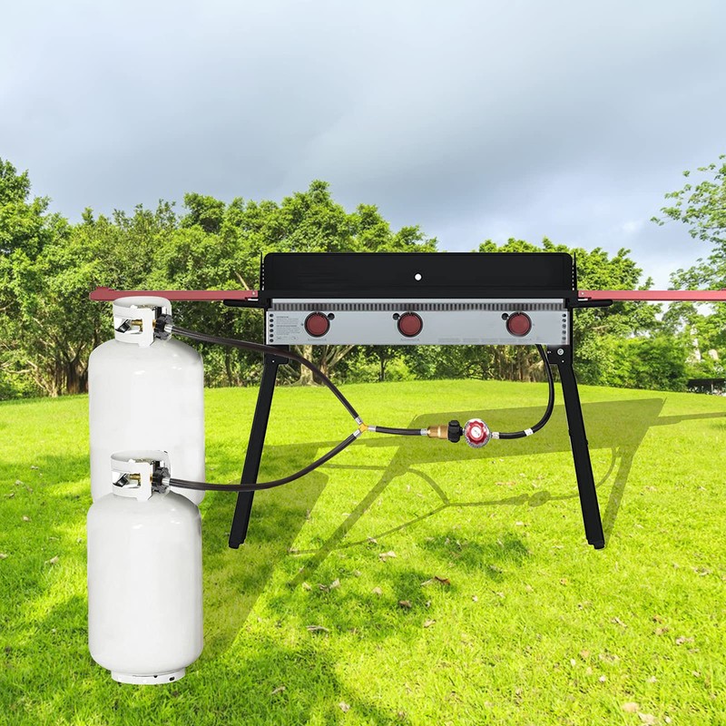 MOFLAME Dual POL Propane Tank Y-Splitter Converter Hose Adapter, 2