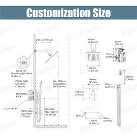 Aolemi Rainfall Shower System Shower Head Combo Set with Tub Filler Handheld Shower Luxury Rough-in Valve Included Wall Mount Bathroom Shower Mixer Faucet 8 Inch Shower Head Polish Chrome