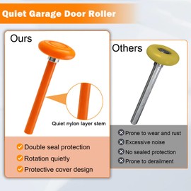 12 Pack 2" Nylon Garage Door Rollers, 4" Nylon Layer Stem, Quiet/Smooth Garage Door Wheels Replacement, Double Seal 6200-2RS Bearings