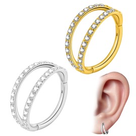 2 Stück Nasenpiercing Nasenring,Piercing Ring,Nasenring Gold & Silber,Nostril Piercing,Nasenrings Piercings Conch,Chirurgenstahl Helix Piercings,Bauchnabelpiercing Ring,Stainless Steel Daith Earring