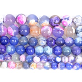 46PCS 8mm Natural Purple fire Agate Stone Round Beads Gemstone Loose Spacer Beads for Jewelry Making DIY Bracelet Necklace