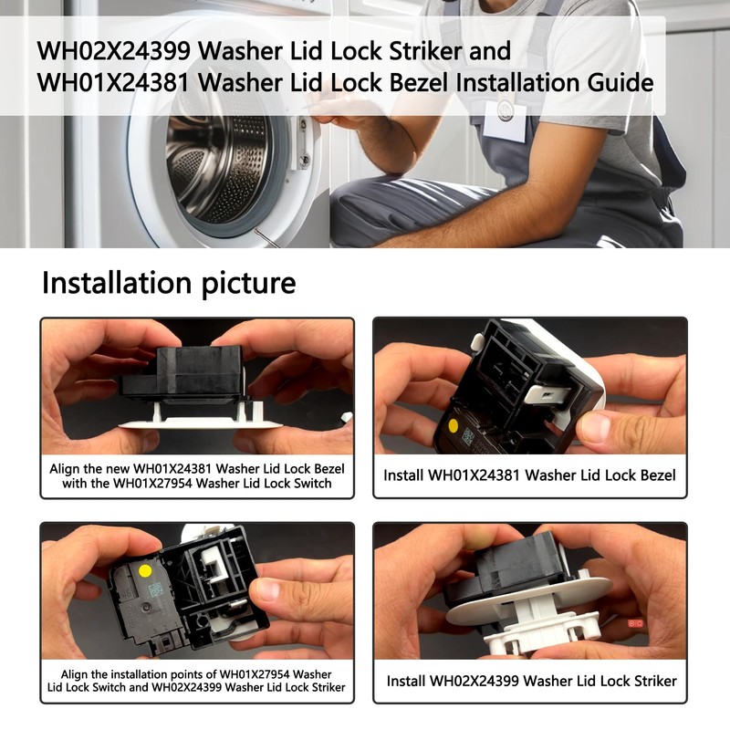 HPUY WH02X24399 Washer Lid Lock Strike and WH01X24381 Washer Lid