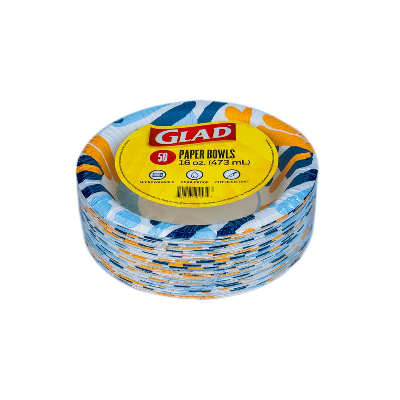 Glad Everyday Disposable Paper Bowls with Scribble Abstract Design -