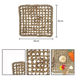 Bohue Bird Toys Foraging Wall Foraging Toys Edible Seagrass Woven Bird Climbing Net for Parakeets Lovebirds (30 * 30cm)