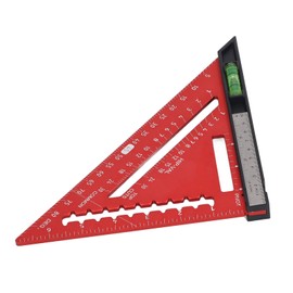 7 Inch Rafter Square with Level Aluminum Alloy Detachable Triangle Square Ruler for Woodworking (Red)