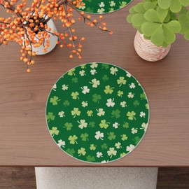 BOTB LIHM St. Patrick's Day Green Shamrock Round Placemats Set of 4 Table Mats 14x14 Inch Party Home Dining Decor Table Decorations