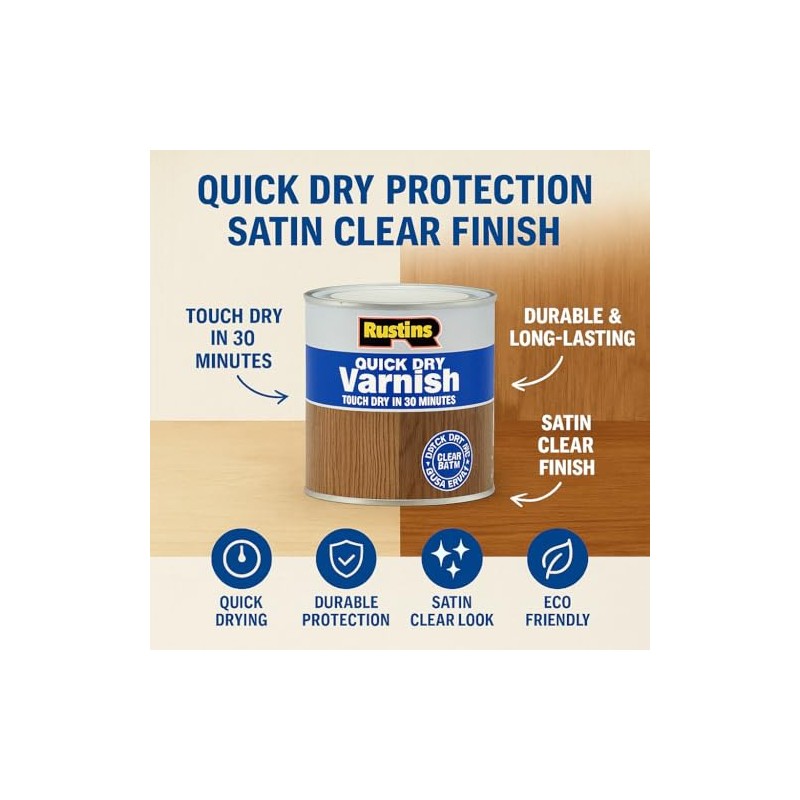 Rustins Quick Dry Varnish Clear Satin 500ml