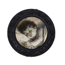 FR PARAFAYER Vintage Small Picture Frame 4x4,Antique Ornate Round Photo Frame with Glass Front,Retro Home Decor Art Gallery (Black)