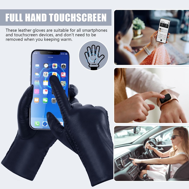 GSG SINCE 1998 Womens Winter Gloves Touchscreen Genuine Leather Gloves