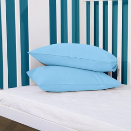 FLXXIE 2 Pack Microfiber Toddler Pillowcases, 14x20 Inches Fits Baby Pillow Sized 12x16, 13x18 or 14x20, Soft and Cozy Small Travel Pillow Covers with Envelope Closure, Sky Blue