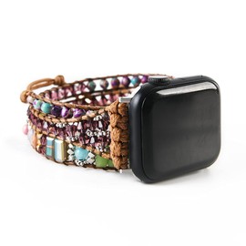 YGLINE Natural Stone Watch Strap-Gemstone Jasper Watch Band-Healing Spiritual Protection Balance Meditation Anxiety Stress Relief Jewelry Gift(Style 7)