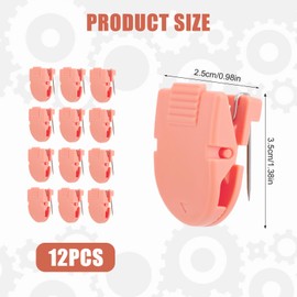 12pcs Cubicle Clips for Fabric Walls, Plastic Stainless Steel Push Pin Clips Cubicle Hooks Fabric Panel Wall Clips Cubicle Pins for Hanging Photos, Notes, Memos, Data Cables (Pink)