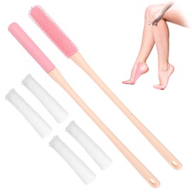 Toe Cleaning Brush 15.7" Foot Scrubber in Shower with Long Handle Silicone Foot Brush Soft Skin Exfoliation Lotion Applicator for Foot Seniors,Elderly, Men and Women 2Pack