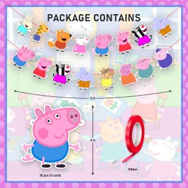 Pepa Pig Garland Decoration – Cute & Colorful Party Banner – Perfect for Pepa Pig Themed Birthday Parties, Baby Showers & Celebrations