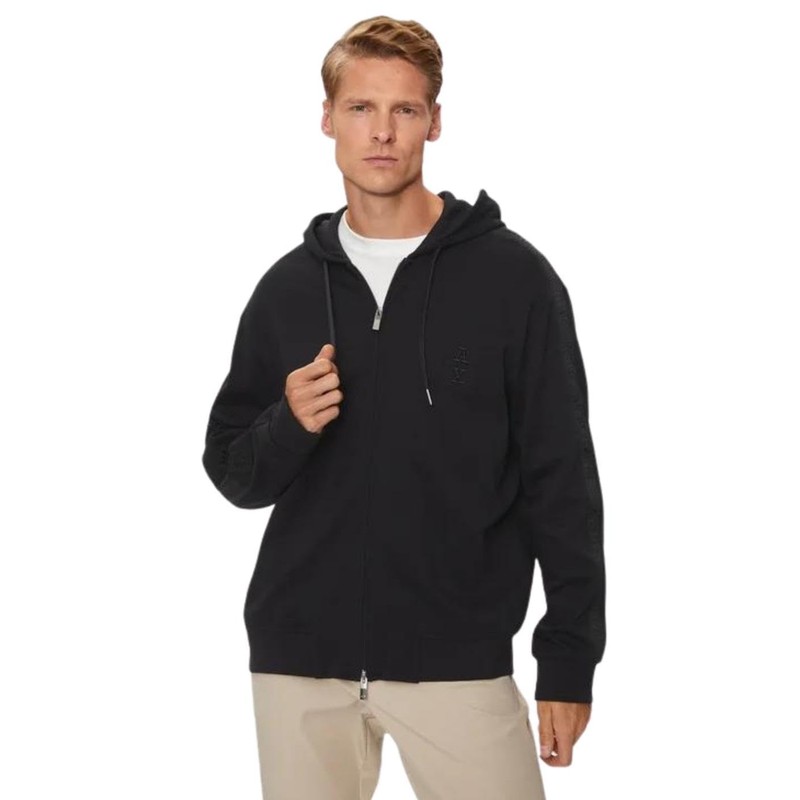 Armani Exchange Men's Logo Tape Cotton Interlock Zip Up Hooded