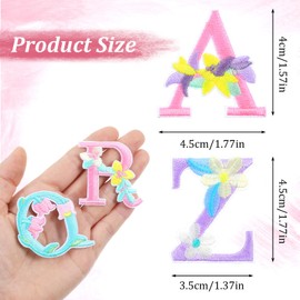 52 Pieces Flower Letters Iron On Patches, A-Z Alphabet Embroidered Appliques, Colorful Letters Iron On for Clothes DIY