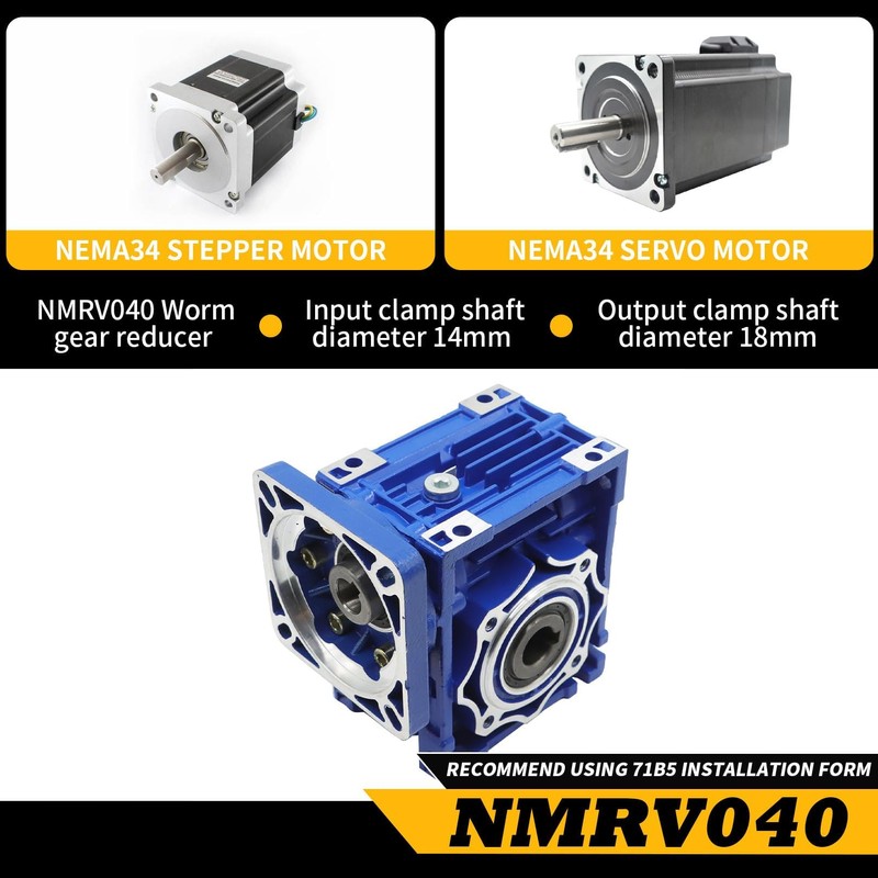 Jecoupoon NMRV040 Worm Gear Reducer Ratio 10:1 Connection Matching Standard