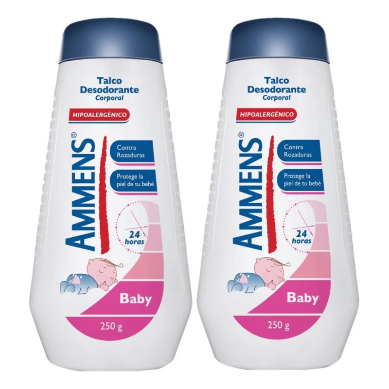 4 Talco Corporal Ammens 250g Fresco Aroma + Baby