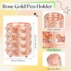 Ballpoint Pen Holder with 6 Glitter Bling Pen Rose Gold