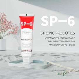 Sp-6 Probiotics Whitening Toothpaste, Sp-6 Ultra Whitening Toothpaste, Enhanced Formula with 6 Probiotics for Teeth and Gum Health, Fresh Mint Flavor, Fresh Breath, 4.9oz
