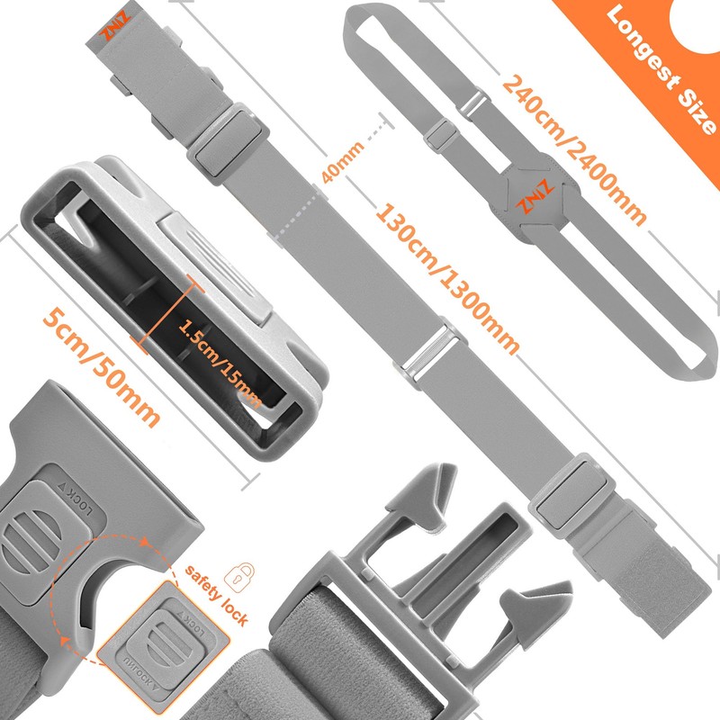 ZINZ Pack of 2 Elastic Luggage Straps and Suitcase Bungee,