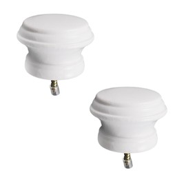 Antrader Finials for Curtain Rods Wood Curtain Rod Finial Screw on Curtain Rod End Caps Drapery Rods Replacement Finials Pack of 2, White