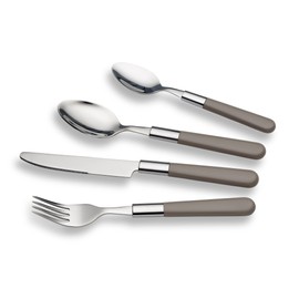 Echtwerk Besteck Set “Bistro“, mit Kunststoffgriffen, Campingbesteck, Picknickbesteck, leichtes Reisebesteck, Outdoor-Besteck für Grillen im Freien, 16-teilig, bis zu 4 Personen, Edelstahl 18/0, Grau