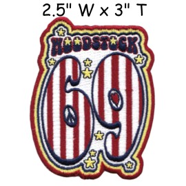 C&D Woodstock 69 Patch Music Festival Hippie Guitar Embroidered Iron On Applique
