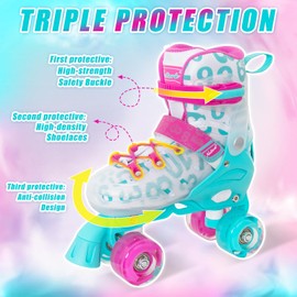 MammyGol Kids Roller Skates for Girls Boys with Transparent Durable Shell, Dual-Color Illuminated Wheels | Adjustable Size for Growing Feet for Children