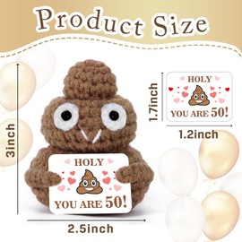 50th Birthday Gifts for Women Men, 1975 Birthday Decorations, 1975 Born Gifts for Women Men, 50th Happy Prank Stuffers, Fifty Years Old Gag Presents for Him Her, Wool Knitted Doll with Funny Card