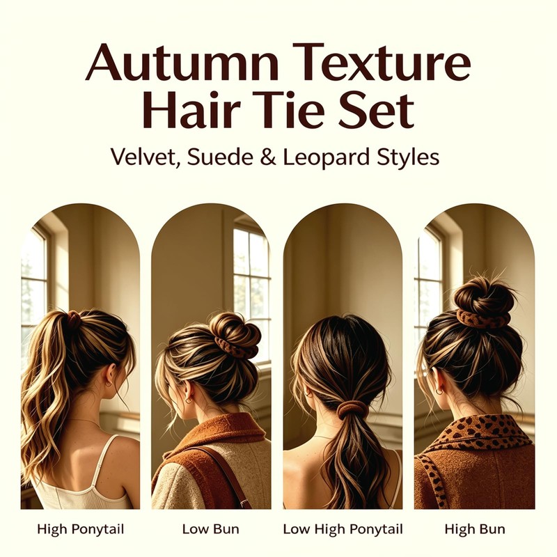 Hair Ties, Ponytail Holders for Women, 5 PCS Multi‑Color Elastic