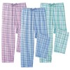 Collections Etc Pastel Plaid Drawstring 3-Pack Pajama Pants Set