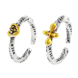 SAVNOJW 2Pcs Unique Retro Silver Mobius Heart Couple Rings for Women, Stylish Punk Gold Love Cross Open Finger Ring Hip Hop Valentine Friendship Jewelry Gift (Silver)