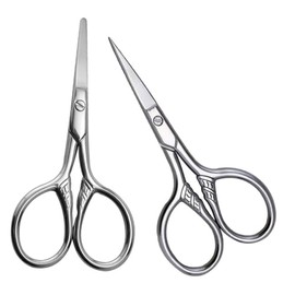 Men's Eyebrow Trimmer Scissors 2 in 1 Small Scissor Set Razor Eyebrow Trimmer Sturdy Stainless Steel Beauty Tools